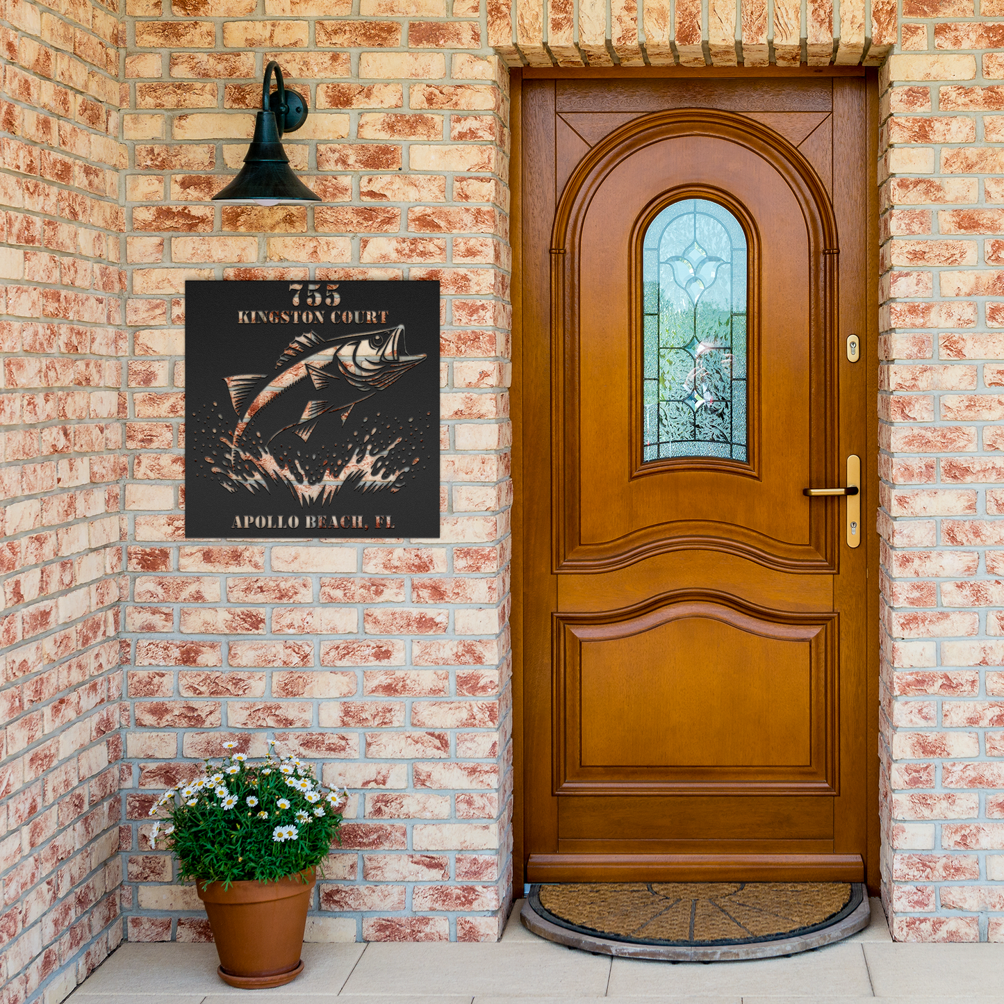 CUSTOM_Fish_Address_Sign_Black_Brick_Entrance_Mockup.png