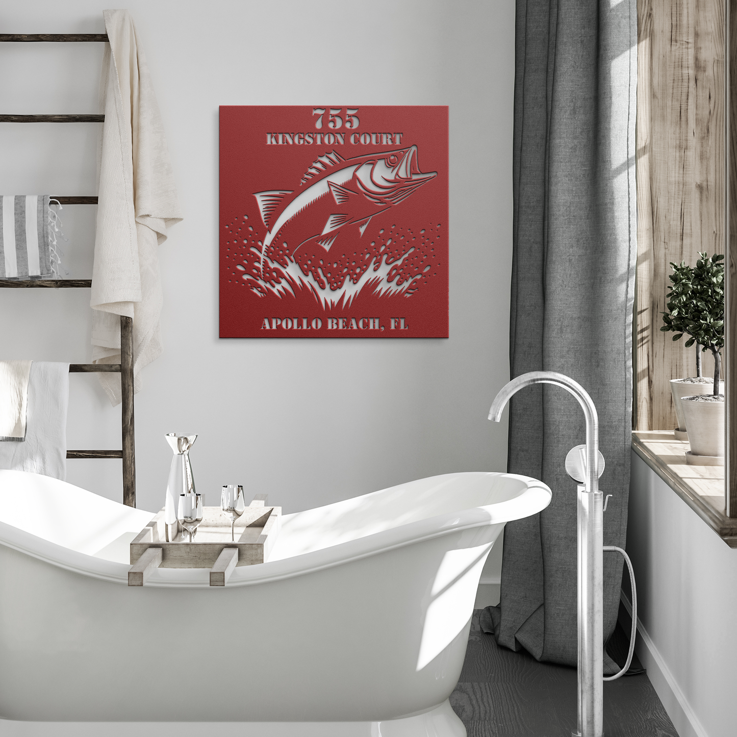 CUSTOM_Fish_Address_Sign_Red_Modern_Bathroom_Mockup.png