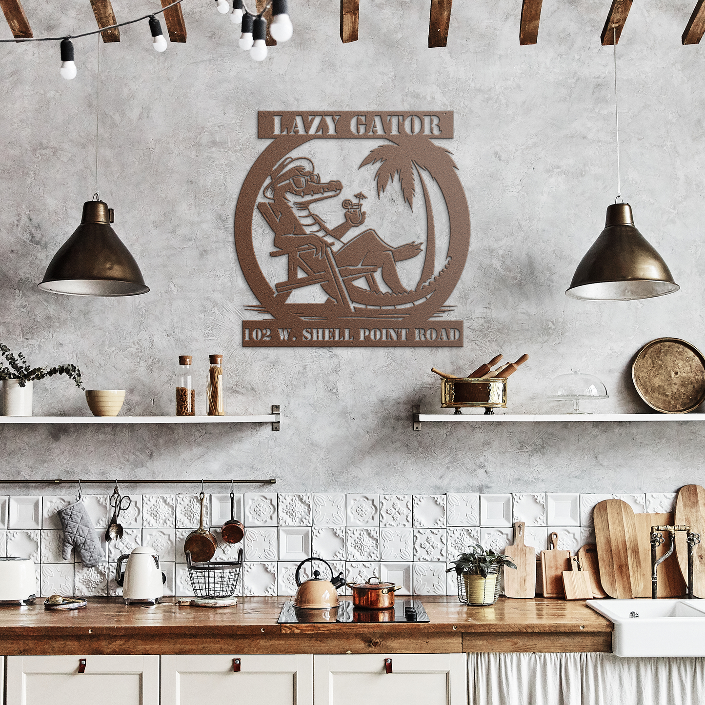 CUSTOM_Lazy_Gator_Address_Sign_Copper_Rustic_Kitchen_Mockup.png