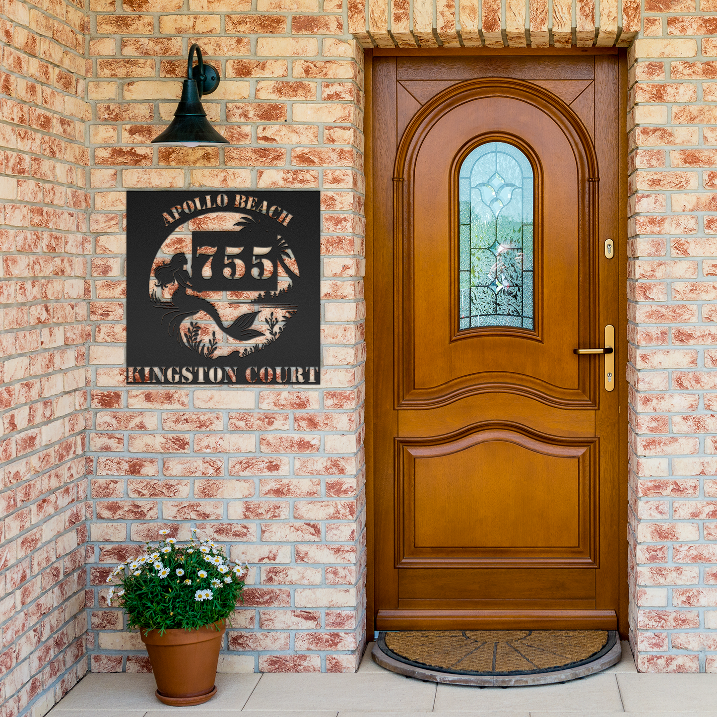 CUSTOM_mermaid_address_sign_Black_Brick_Entrance_Mockup.png