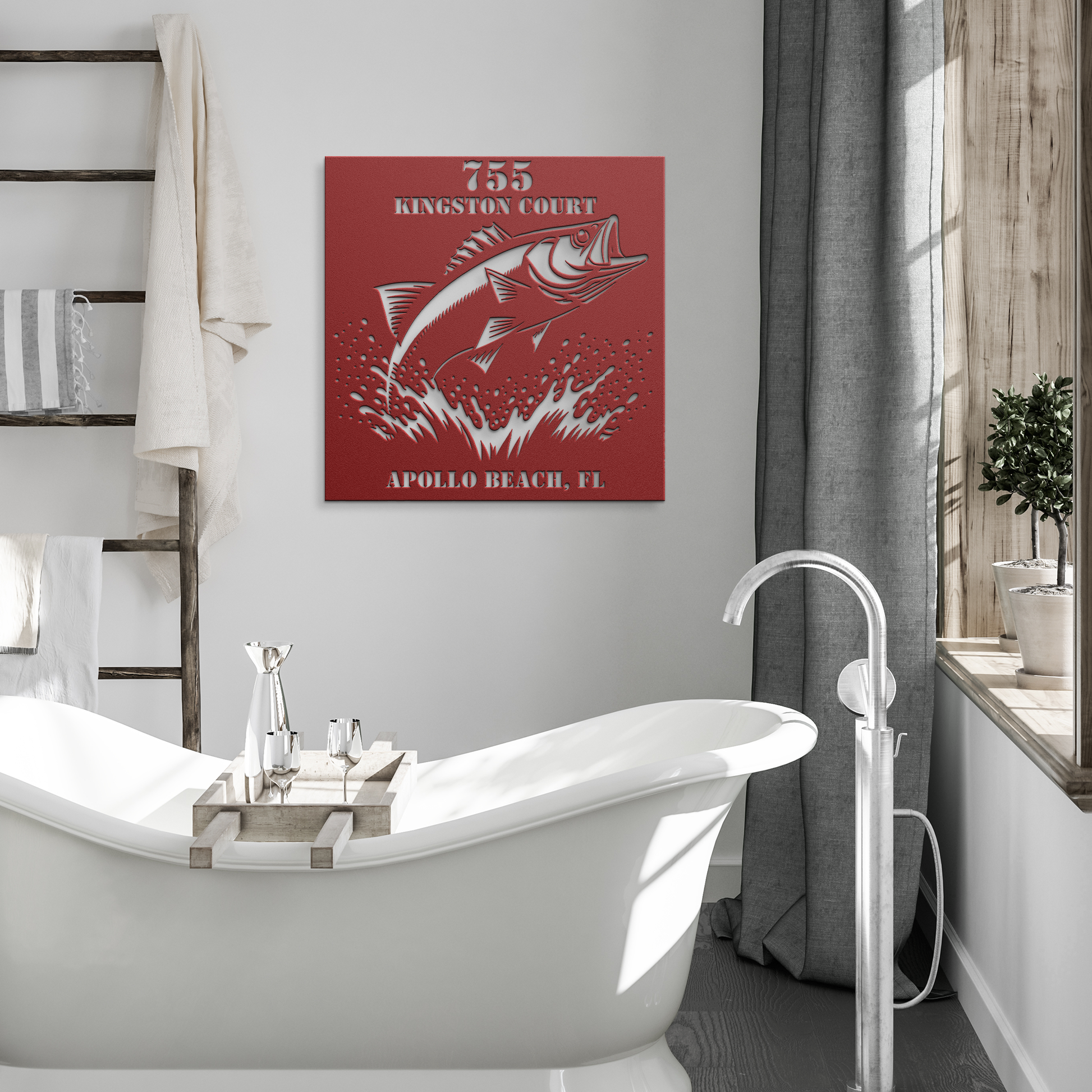 CUSTOM_Fish_Address_Sign_Red_Modern_Bathroom_Mockup.png