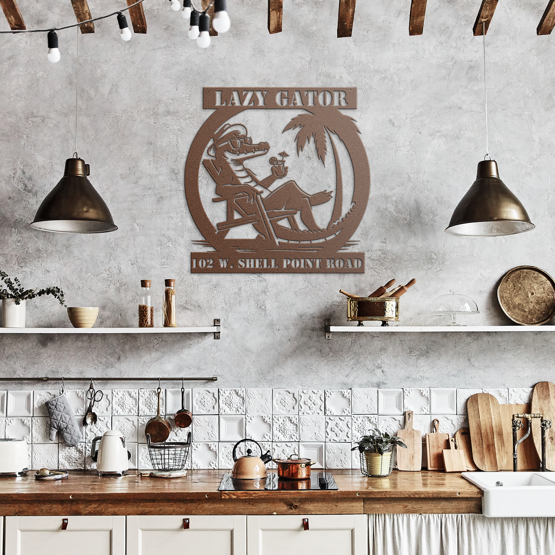 CUSTOM_Lazy_Gator_Address_Sign_Copper_Rustic_Kitchen_Mockup.png